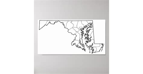 Maryland Counties Blank Outline Map Poster | Zazzle