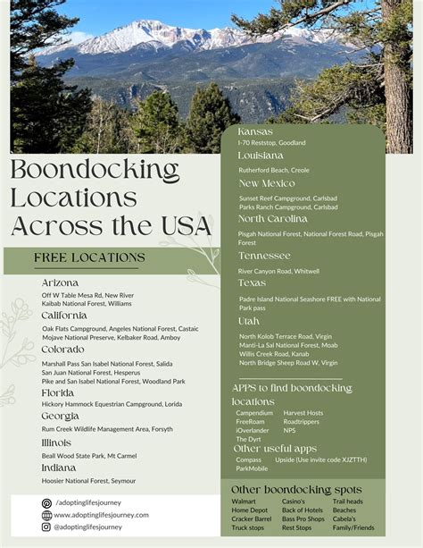 A List of Free Boondocking Locations across the United States ...