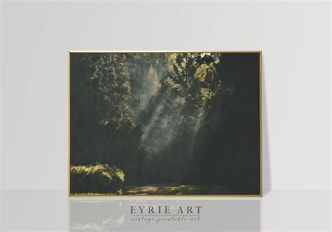 Dark Green Forest Oil Painting, Nature Landscape Prints, Dark ...