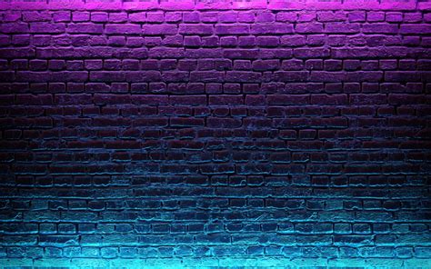 Modern futuristic neon lights on old grunge brick wall room background. 3d rendering | Annie ...