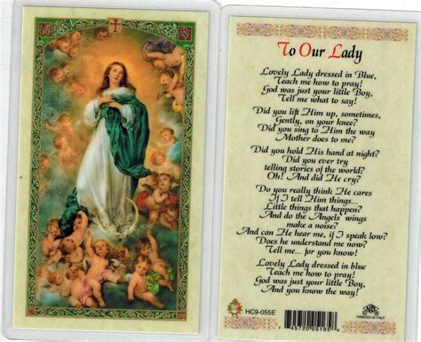 Immaculate Conception, to Our Lady, laminated prayer card