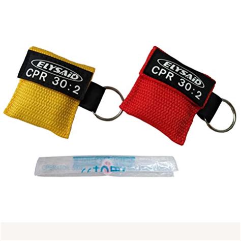 2pcs/lot CPR Barrier With Keychain CPR Face Shield AED Red&Yellow Pouch ...