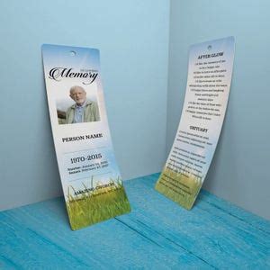 SKY AND GREEN Funeral Bookmark Template, Printable Bookmark Template,microsoft Word Template - Etsy
