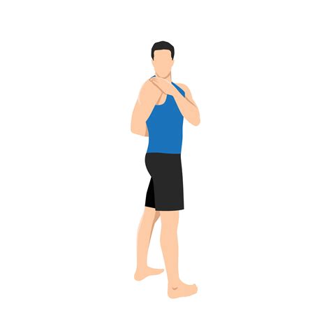 Man doing Standing Spinal Twist Pose l. Practice Katichakrasana l. Flat vector illustration ...