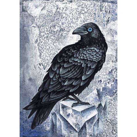 Raven original painting, raven art print, raven wall decor - Inspire Uplift