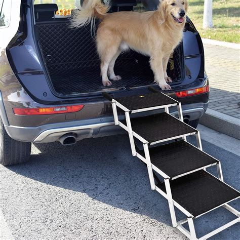 Portable Dog Car Step Stairs, Folding Dog Ramp for Large Dogs,Aluminum ...