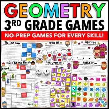 3rd Grade Math Centers: 3rd Grade Geometry Games {3.G.1, 3.G.2} | TpT