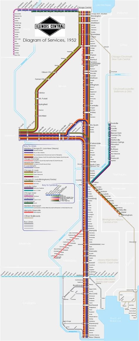 Transit Maps: Submission – Historical Map: Illinois Central Railroad Passenger Routes, 1952 by ...