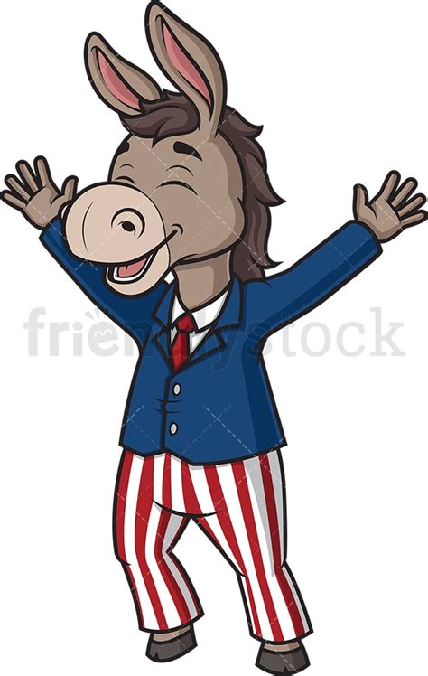 Happy Democrat Donkey Cartoon Clipart Vector - FriendlyStock