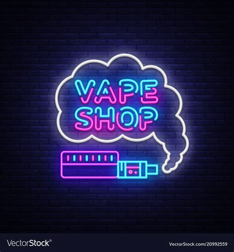 Vape shop logo neon vape neon sign design Vector Image