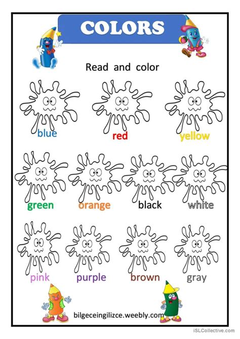 Colors picture description: English ESL worksheets pdf & doc