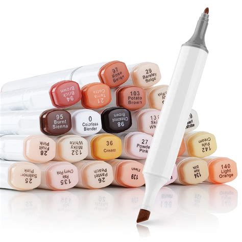 Buy TOUCHNEW 24 Colors Skin Tone Pens Dual Tip Twin Marker Set, Artist Permanent Sketch Manga ...