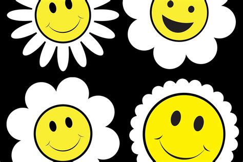 Smiley Face Flower Vector Graphic Bundle By gjsart | TheHungryJPEG