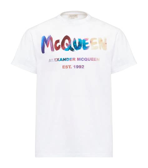 Alexander McQueen neutral Cotton Logo Print T-Shirt | Harrods UK