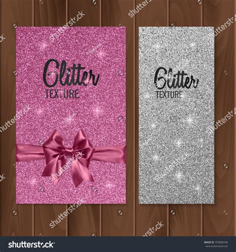 Pink Glitter Background Realistic Bow Vector Stock Vector (Royalty Free) 759068740