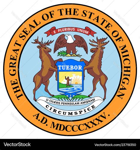 Michigan state seal Royalty Free Vector Image - VectorStock