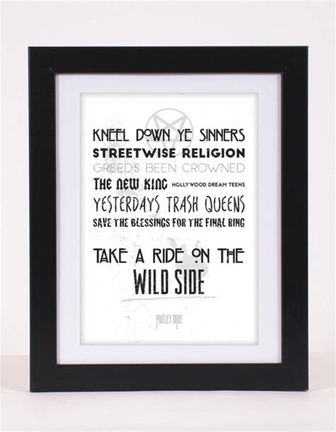 Motley Crue 'Wild Side' Printed Lyrics Poster | Etsy