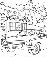 Summer Coloring  Kids Visit A National Park Page Sheets Of sketch template