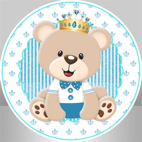 Round Backdrops, Blue theme Cartoon Bear Baby Shower Backdrops, Prince Boy Birthday Party ...