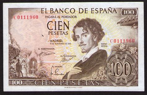 Spain 100 Pesetas banknote 1965 Gustavo Adolfo Becquer|World Banknotes ...