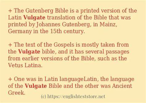 In-sentence examples of "vulgate" - EnglishTestStore Blog