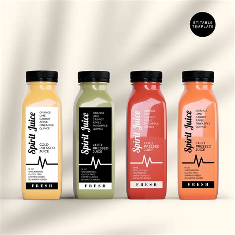 Printable Juice Bottle Label Template Editable Clear Juice - Etsy