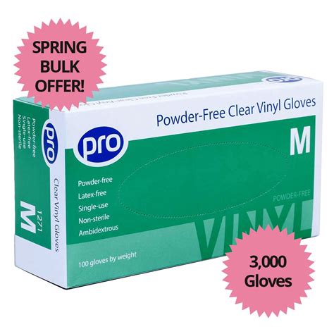 BULK OFFER Clear Vinyl Powder Free Gloves 30 x 100 - 3,000 gloves - Smudge & Dribble