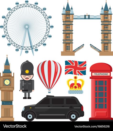 Collection set of london landmarks Royalty Free Vector Image