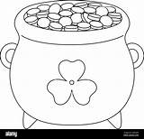 St Patricks Day Pot Gold Coloring Page For Kids Stock Vector Image  sketch template