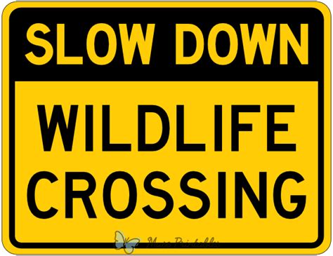 Printable Slow Down Wildlife Crossing Sign