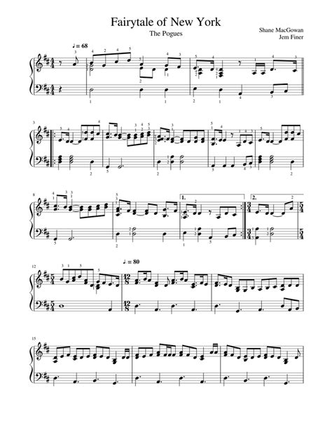 Fairytale of New York Simple Sheet music for Piano | Download free in PDF or MIDI | Musescore.com