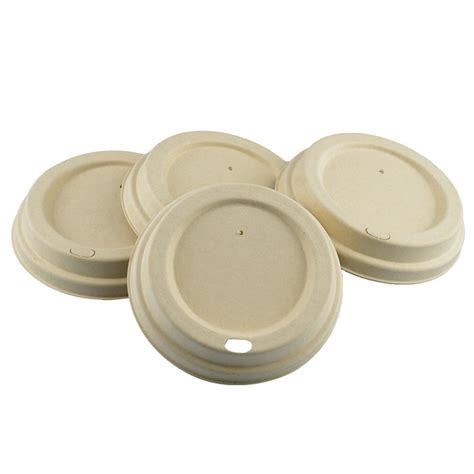 Paper Cup Lids For Hot Coffee Cup, Bagasse Biodegradable Disposable Lids