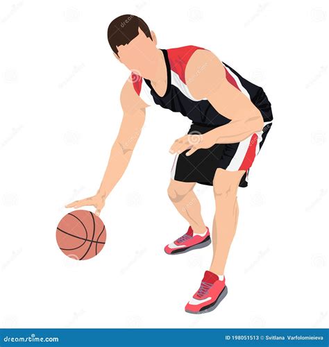 Professional Basketball Player with Ball, Vector Illustration ...