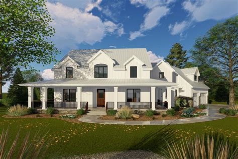 Modern Farmhouse with Angled 3-Car Garage - 62668DJ | Architectural ...