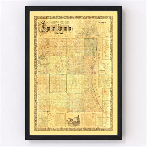 Lake County Illinois Map 1861 Old Map of Lake County - Etsy | Map art ...