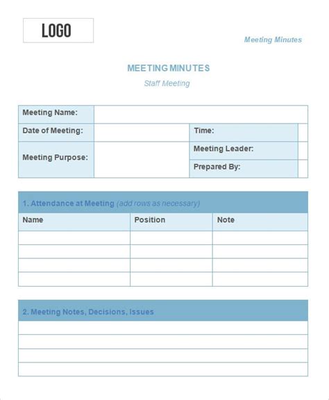 Microsoft Word Meeting Minutes Template - Sample Template Inspiration