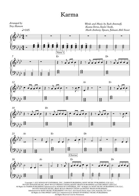 Karma Sheet Music | Taylor Swift | Easy Piano