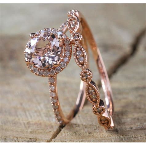 JeenJewels - Sale on Antique Vintage Design Milgrain 2 carat Round Morganite and Diamond Halo ...