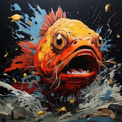 Premium AI Image | crazy fish angry furious mad portrait expressive illustration artwork oil ...