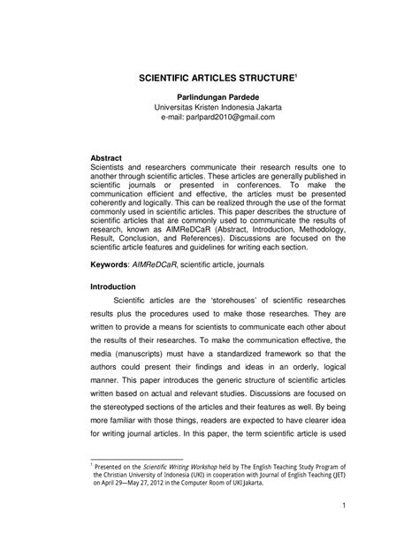 (PDF) SCIENTIFIC ARTICLES STRUCTURE