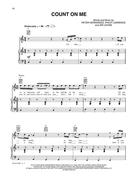 Count On Me Sheet Music | Bruno Mars | Piano, Vocal & Guitar Chords ...