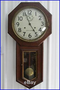 Antique Seth Thomas Regulator Wall Clock With Second Hand Train Station ...