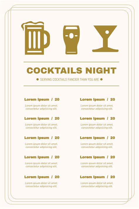 Cocktails Menu | Menu Template