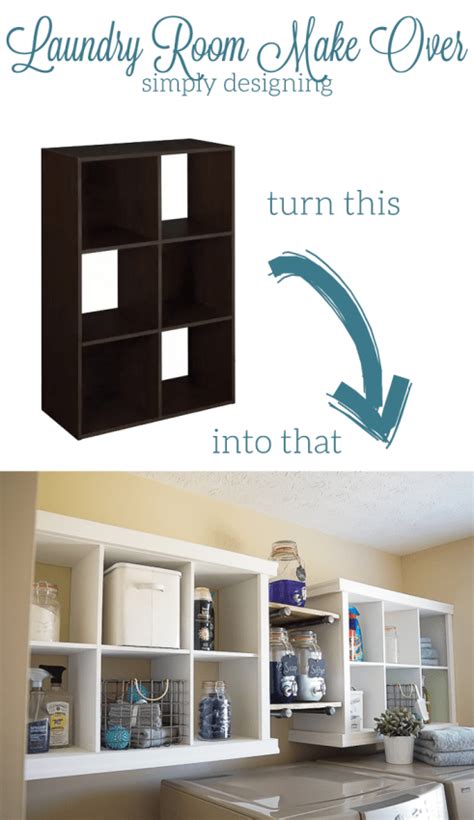 Laundry Room Make Over Transformation with DIY Shelving