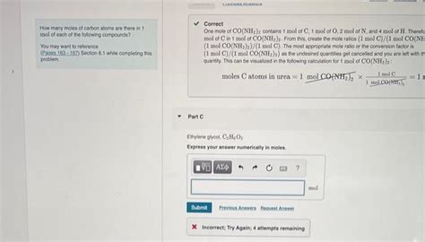 Solved How many moles of carbon atoms are there in 1 mol of | Chegg.com