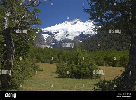 Argentina, Patagonia, national park Nahuel Huapi, volcano Monte Tronador, 3554 m, snowy Stock ...