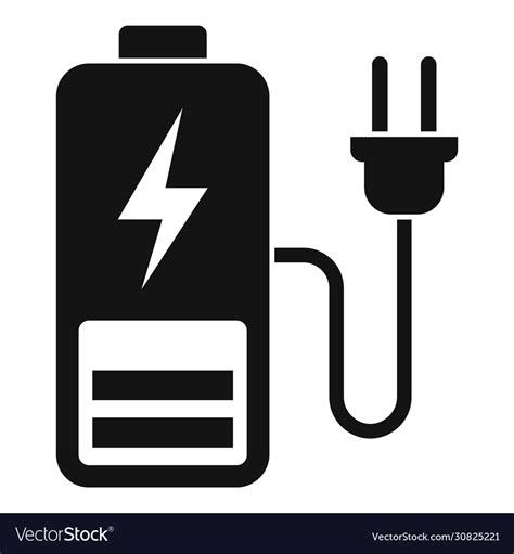 Plug charging battery icon simple style Royalty Free Vector