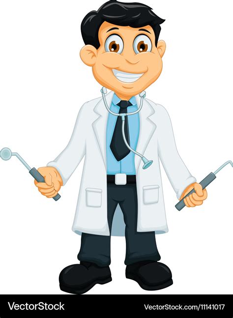 Cute dentist cartoon holding dentist tools Vector Image