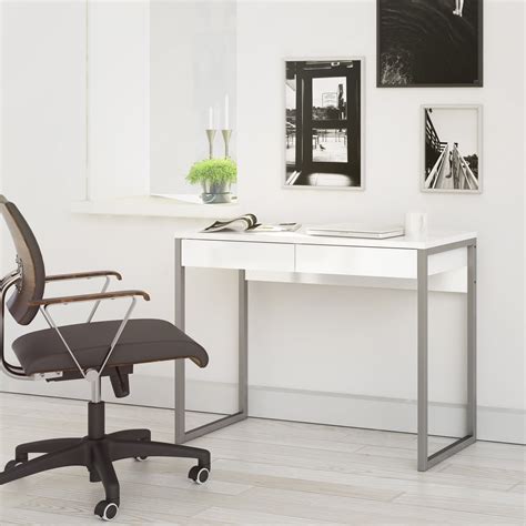 Tvilum Walker 2 Drawer Desk, White High Gloss - Walmart.com - Walmart.com