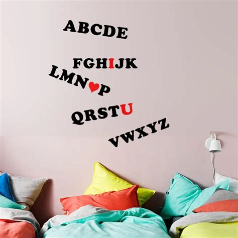 English Alphabet Wall Sticker Vinyl Wall Decals Removable Decorative Decals for Bedroom Decor ...